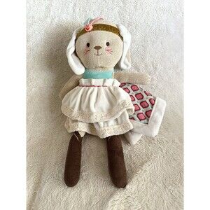 Levtex Baby Boho Bunny Rabbit Stuffed Animal Plush Toy Knit With Lovey Blanket